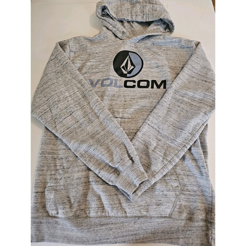Volcom Stone Hoodie Mens Medium Gray Heather Pullover Logo Sweatshirt